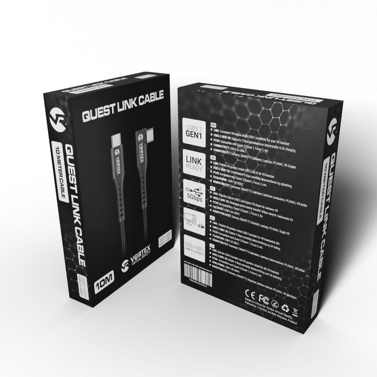 10m cable from VortexVR USB-C to Meta Quest Link to Quest 3S Quest